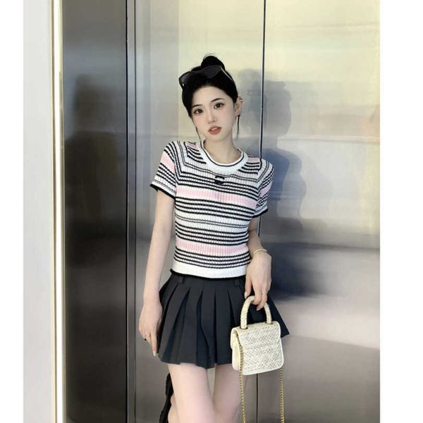 23ss womens t-shirt tee designer clothes women fringe contrasting colors knitting short sleeve t-shirt womens clothes a1, White
23ss womens t-shirt tee designer clothes women fringe contrasting colors knitting short sleeve t-shirt womens clothes a1, White