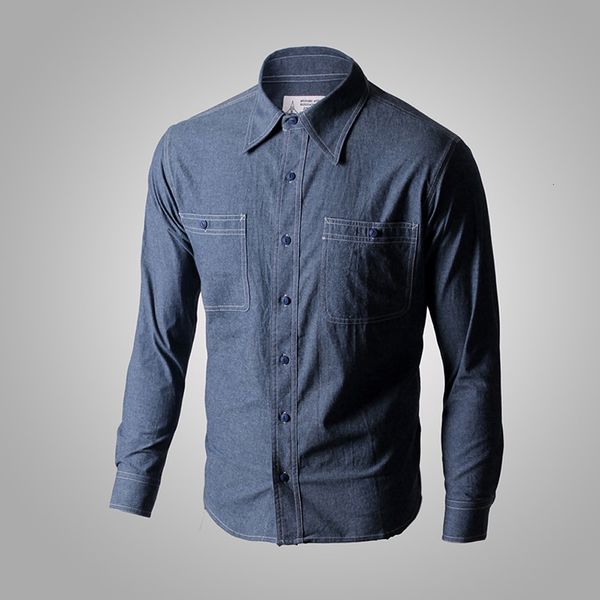 men's casual shirts world war ii reproduction vintage us navy denim chambray work shirt men's deadly practical 230408, White;black
men's casual shirts world war ii reproduction vintage us navy denim chambray work shirt men's deadly practical 230408, White;black