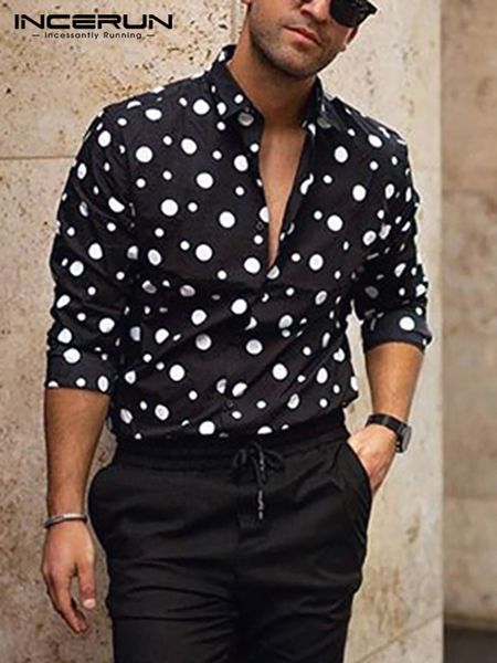 men's casual shirts incerun fashion men's shirt polka dot print polka collar long sleeve casual button business shirt street appar, White;black
men's casual shirts incerun fashion men's shirt polka dot print polka collar long sleeve casual button business shirt street appar, White;black