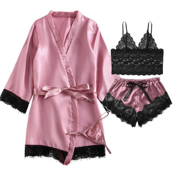 women's sleep lounge silk long sleeve womens pajamas lace lingerie nightwear underwear sleepwear 4pc suit pajama sets for women pijama
women's sleep lounge silk long sleeve womens pajamas lace lingerie nightwear underwear sleepwear 4pc suit pajama sets for women pijama