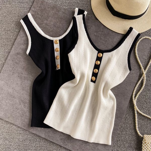 camisoles tanks summer women's patch o-neck tank women's body knitted button simple elastic tank sleeveless t-shirt women's 2, Black;white
camisoles tanks summer women's patch o-neck tank women's body knitted button simple elastic tank sleeveless t-shirt women's 2, Black;white