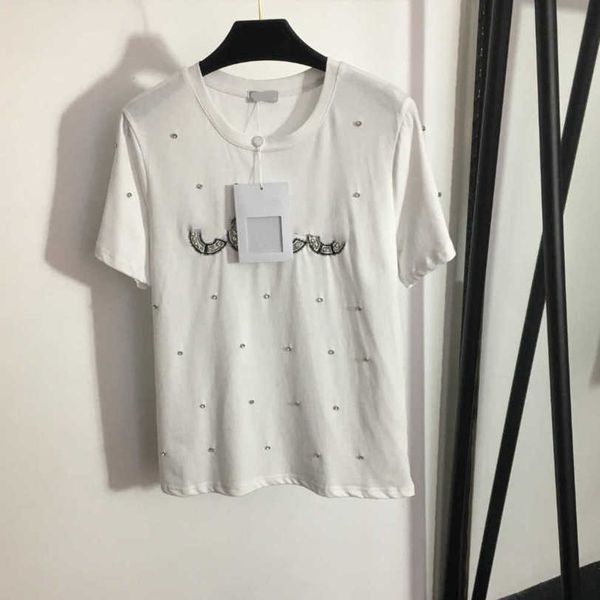 23ss womens t-shirt designer clothes women round neck nail drill embroidered monogram short sleeve t-shirt womens clothes a1, White
23ss womens t-shirt designer clothes women round neck nail drill embroidered monogram short sleeve t-shirt womens clothes a1, White