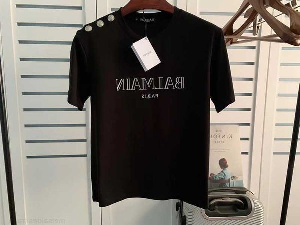 designer luxury coats ss spring and summer new balman short sleeve shoulder gold button bronzed letter cotton tshirt lovers classic print kz, Black;white
designer luxury coats ss spring and summer new balman short sleeve shoulder gold button bronzed letter cotton tshirt lovers classic print kz, Black;white