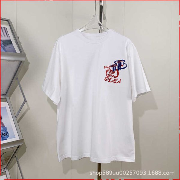 designer t shirt shirt correct spring/summer t-shirt family co bred embroidered round neck simple versatile for men women, White
designer t shirt shirt correct spring/summer t-shirt family co bred embroidered round neck simple versatile for men women, White