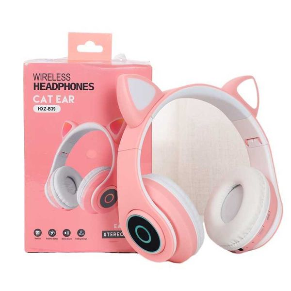 Image of Cute Cat Ear Wireless Earphones B39 Bluetooth Headphones BT 5.0 Headsets Stereo Music Gaming Wired earbud Speaker Headphone 1KW1D