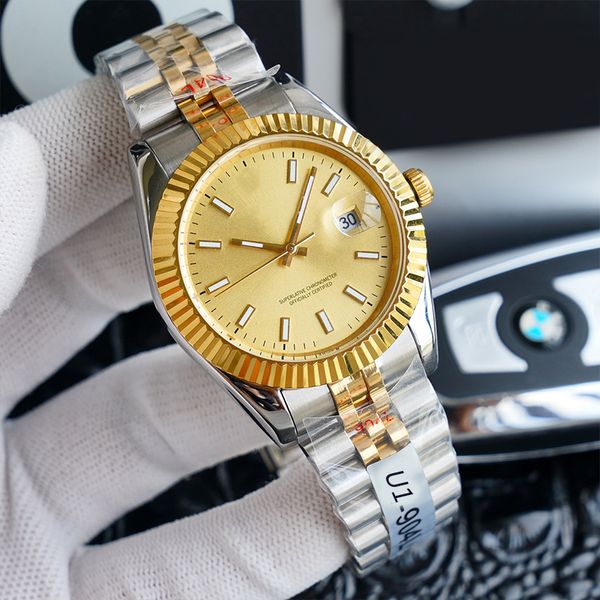 

Men's watch automatic mechanical watch gold dial 41mm/36mm women's watch calendar 904 stainless steel strap waterproof sapphire Montre de Luxe gift watch