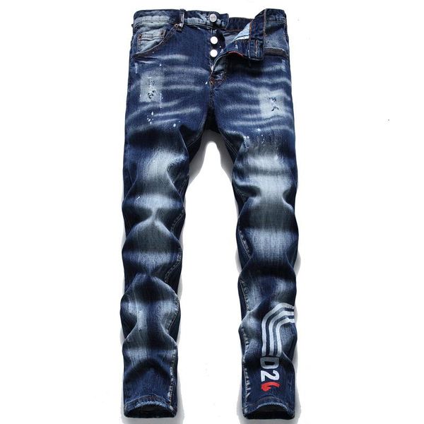 d2 department style slim elastic paint spray white small straight men's jeans ryg lqm, Blue
d2 department style slim elastic paint spray white small straight men's jeans ryg lqm, Blue