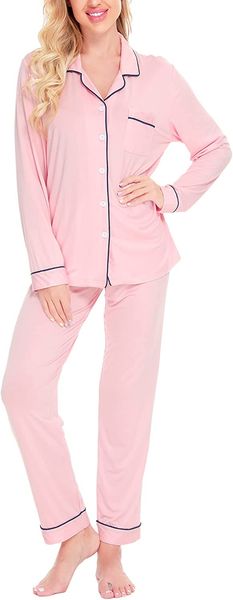 swomog womens pajamas set long sleeve sleepwear button down nightwear soft pj lounge sets, Red;black
swomog womens pajamas set long sleeve sleepwear button down nightwear soft pj lounge sets, Red;black