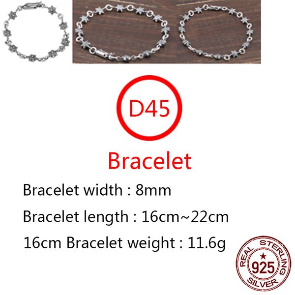 d45 s925 sterling silver bracelet personalized fashion six star couple jewelry punk hip hop style jewelry gift for lovers, Golden;silver
d45 s925 sterling silver bracelet personalized fashion six star couple jewelry punk hip hop style jewelry gift for lovers, Golden;silver