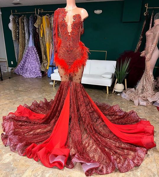 2023 april aso ebi red mermaid prom dress beaded crystals feather evening formal party second reception birthday engagement gowns dresses ro, Black
2023 april aso ebi red mermaid prom dress beaded crystals feather evening formal party second reception birthday engagement gowns dresses ro, Black