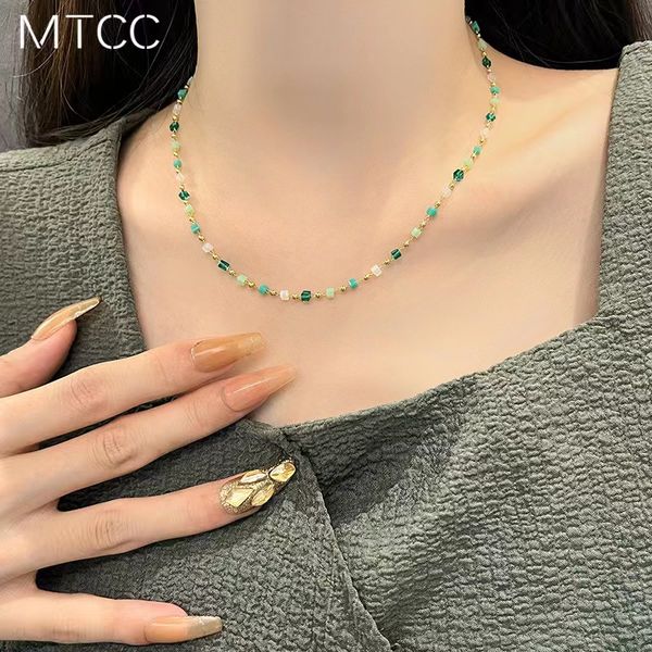 green crystal beaded necklace for women's summer new choker neckchain ins light luxury small crowd collar chain, Silver
green crystal beaded necklace for women's summer new choker neckchain ins light luxury small crowd collar chain, Silver