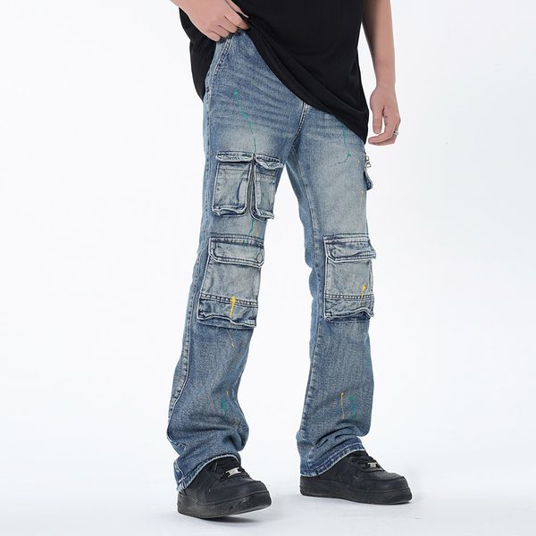 men's denim pants multi-pockets washed vintage streetwear baggy casual jeans straight oversized patchwork loose, Black;brown
men's denim pants multi-pockets washed vintage streetwear baggy casual jeans straight oversized patchwork loose, Black;brown