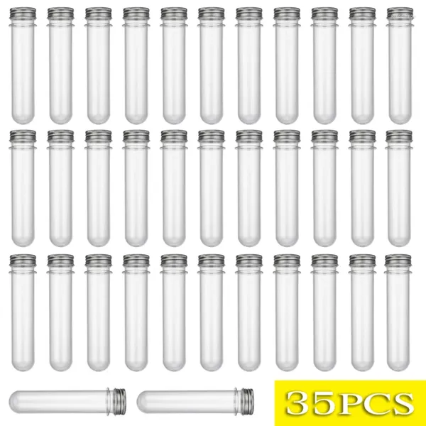 Image of 35Pcs 24Pcs PET 40ml Transparent Plastic Test Tube Bottle Candy Testontainer Bath Salt With Aluminum Screw Lids