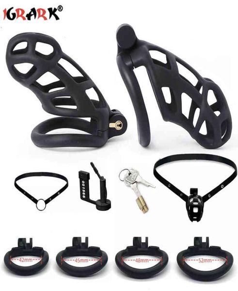 Image of Cobra Male Chastity Device Cock Cage Penis Ring Sleeve Erotic Urethral Lock Bondage Waist Belt Fetish Adult Sex Toys for Men9053824