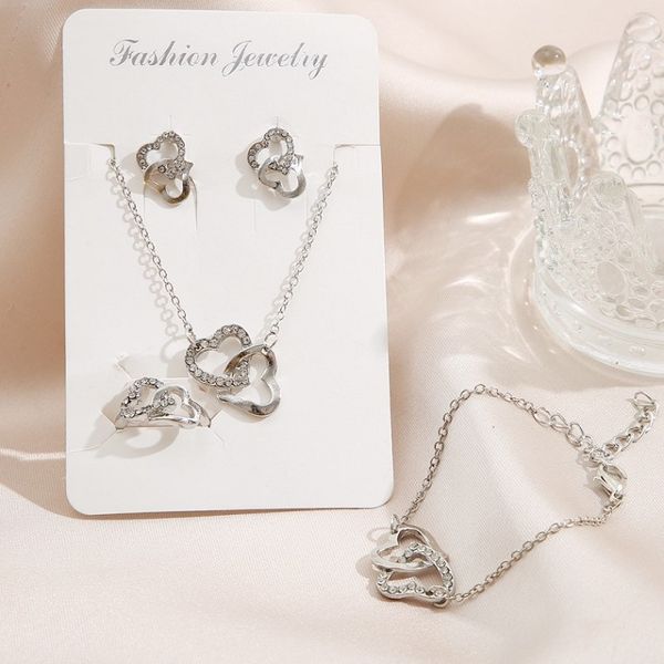 heart linked to heart pendant necklace ear studs bracelet ring sets inlaid rhinestone crystal twinkle non fading valentine's day gift p, Black
heart linked to heart pendant necklace ear studs bracelet ring sets inlaid rhinestone crystal twinkle non fading valentine's day gift p, Black