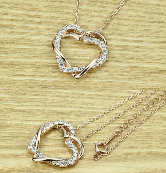 10 sets/lot entangled double heart pendant necklace ear studs ring 3 pcs inlaid zircon rhinestone twinkle valentine's day gift jewelry, Black
10 sets/lot entangled double heart pendant necklace ear studs ring 3 pcs inlaid zircon rhinestone twinkle valentine's day gift jewelry, Black