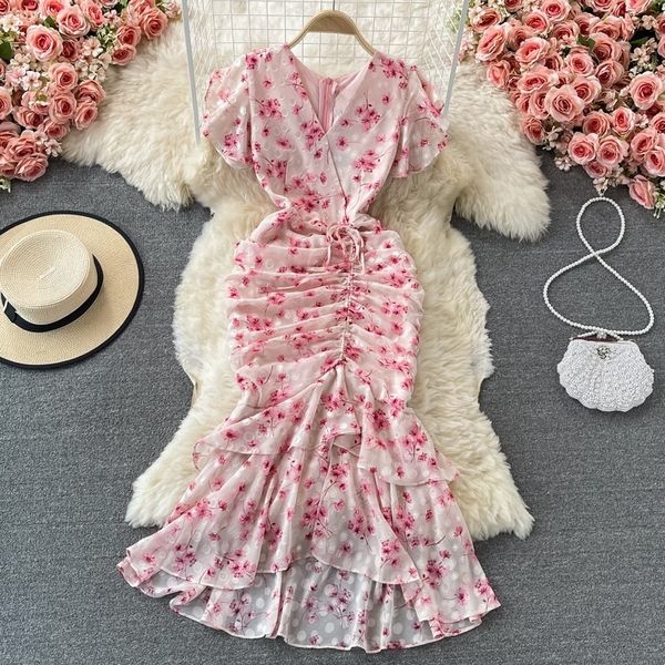 2023 casual dresses retro gentle ruffled fishtail dress women puff sleeve slim waist fashion robe v-neck floral print chiffon vestido mujer, Black;gray
2023 casual dresses retro gentle ruffled fishtail dress women puff sleeve slim waist fashion robe v-neck floral print chiffon vestido mujer, Black;gray
