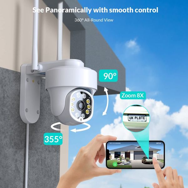 

Camera Wireless WiFi Home Surveillance Cameras Outdoor 360° View WiFi Camera Home Camera with 2-Way Audio Night Vision Waterproof 5db