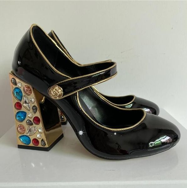 unique colorful rhinestone chunky heel pumps women luxury patent leather jeweled crystal high heels slim party shoes, Black
unique colorful rhinestone chunky heel pumps women luxury patent leather jeweled crystal high heels slim party shoes, Black