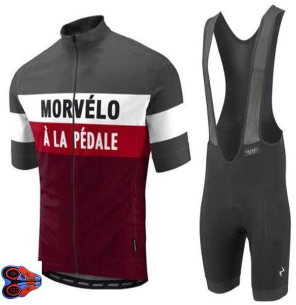 Image of Morvelo high quality Short sleeve cycling jersey and bib shorts Pro team race tight fit bicycle clothing set 9D gel pad3671528