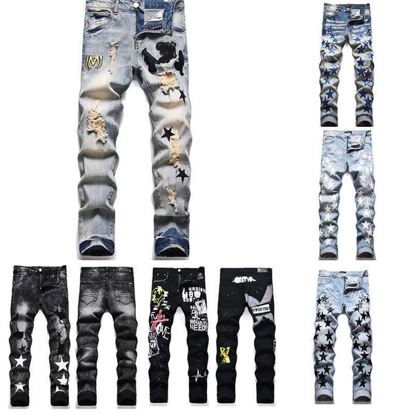 2023 i am mens jeans ripped embroidery pentagram patchwork for trend brand motorcycle pant mens skinny, Blue
2023 i am mens jeans ripped embroidery pentagram patchwork for trend brand motorcycle pant mens skinny, Blue