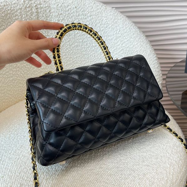 Designer Women Hass Quilted Shouder Bag France Brand Genuine Leather Metal Weave Handle Tote Handbag Lady Crossbody Chain Strap Flap Bags 25cm, Pink
Designer Women Hass Quilted Shouder Bag France Brand Genuine Leather Metal Weave Handle Tote Handbag Lady Crossbody Chain Strap Flap Bags 25cm, Pink