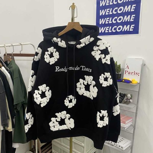 chmen's hoodie denim tears floral print fog high street loose suede hooded pullover men 03, Black
chmen's hoodie denim tears floral print fog high street loose suede hooded pullover men 03, Black