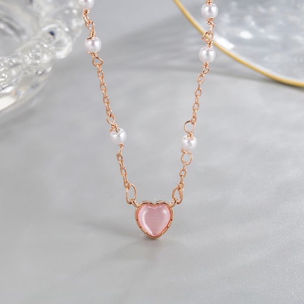 designer necklace gentle cat's eye crystal pink love necklace pearl exquisite temperament gold-plated versatile girl design sense, Silver
designer necklace gentle cat's eye crystal pink love necklace pearl exquisite temperament gold-plated versatile girl design sense, Silver