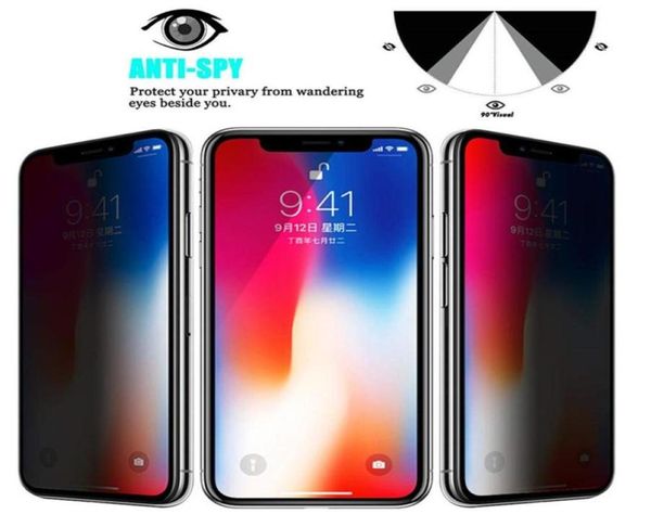 Image of 2 Pack 1 lots Full Cover Privacy Tempered film Glass protector for iPhone 12 11 Pro Max XR XS 7 8 Plus AntiSpy Screen 9D 9H Ha9535234