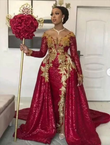 red sequins mermaid prom party dresses overskirt train off shoulder long sleeves gold lace plus size formal evening occasion gowns vestidos, Black
red sequins mermaid prom party dresses overskirt train off shoulder long sleeves gold lace plus size formal evening occasion gowns vestidos, Black
