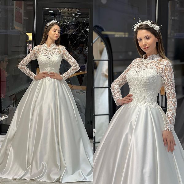 gorgeous ball gown wedding dresses jewel long sleeves designer lace applicants satin chapel gown pleats custom made bridal gown plus size ve, White
gorgeous ball gown wedding dresses jewel long sleeves designer lace applicants satin chapel gown pleats custom made bridal gown plus size ve, White
