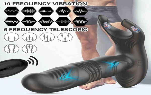 Image of Sex Toys Cock Thrusting Anal Vibrator Penis Ring Masturbator Silicone Butt Plug Male Prostate Massa2872366