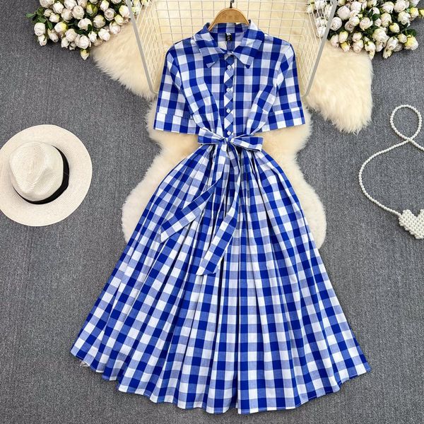 2023 casual dresses elegant women midi shirt dresses summer vintage ladies short sleeve single breasted plaid print casual dress vestidos, Black;gray
2023 casual dresses elegant women midi shirt dresses summer vintage ladies short sleeve single breasted plaid print casual dress vestidos, Black;gray