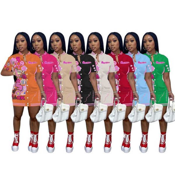 women casual dress designer new summer one piece skirt button thread printed personalized dresses baseball tracksuit sportswear, Black;gray
women casual dress designer new summer one piece skirt button thread printed personalized dresses baseball tracksuit sportswear, Black;gray