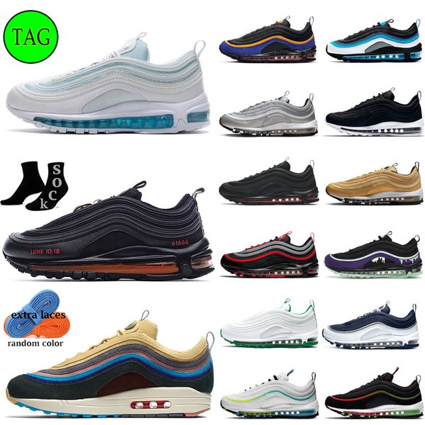 wholesale running shoes 97 97s mens women sneakers desingner trainers new style of triple black white sillver bullet jesus satan light bone
wholesale running shoes 97 97s mens women sneakers desingner trainers new style of triple black white sillver bullet jesus satan light bone
