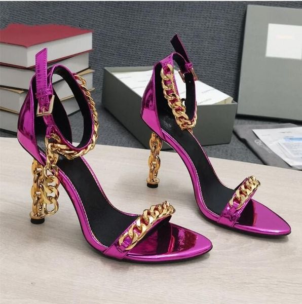luxury chains one-strap modern sandals women twist strange heel patent leather multicolor summer shoes for girls, Black
luxury chains one-strap modern sandals women twist strange heel patent leather multicolor summer shoes for girls, Black