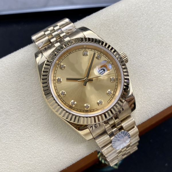 Luxury men's watch with diamond automatic mechanical watch gold dial 41mm/36mm calendar 904 stainless steel strap waterproof sapphire Montre de Luxe gift watch
Luxury men's watch with diamond automatic mechanical watch gold dial 41mm/36mm calendar 904 stainless steel strap waterproof sapphire Montre de Luxe gift watch
