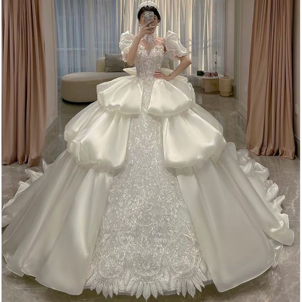 luxury ball gown wedding dresses designer crystal beaded sheer crystal neck crystal beaded appliqued bridal gowns lace stain sequined design, White
luxury ball gown wedding dresses designer crystal beaded sheer crystal neck crystal beaded appliqued bridal gowns lace stain sequined design, White
