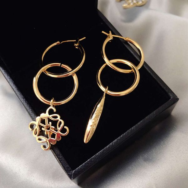 

Classic designer earrings loeve jewelry Luxury fashion jewelrys Heavy Industry Brass Square 3D Carved Mooncake Ear Studs Pendant AB Ear Buckle Earrings jewelry