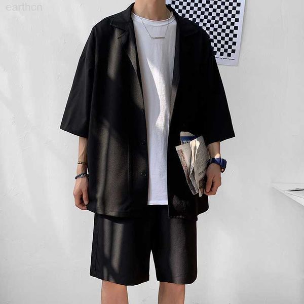 korean style men's set suit jacket and shorts solid thin short sleeve matching bottoms summer fashion oversized clothing man, Gray
korean style men's set suit jacket and shorts solid thin short sleeve matching bottoms summer fashion oversized clothing man, Gray