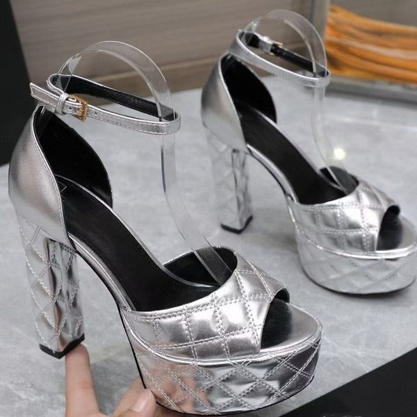 fashion cowhide thick high heels 13.5cm sandals women's gold and silver women's shoes luxury design shuitai 4cm dress shoelaces da, Black
fashion cowhide thick high heels 13.5cm sandals women's gold and silver women's shoes luxury design shuitai 4cm dress shoelaces da, Black