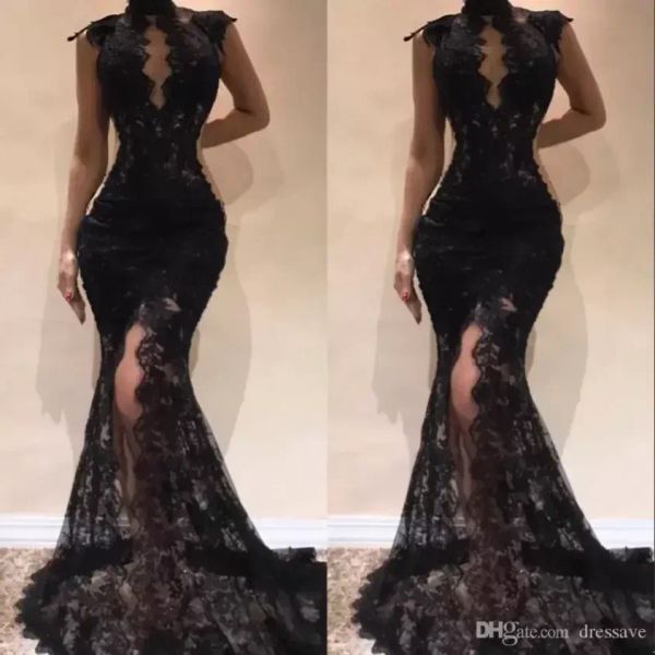 2023 black prom dresses lace applique high collar front slit sleeveless illusion custom made ruched evening party gowns vestidos plus size
2023 black prom dresses lace applique high collar front slit sleeveless illusion custom made ruched evening party gowns vestidos plus size