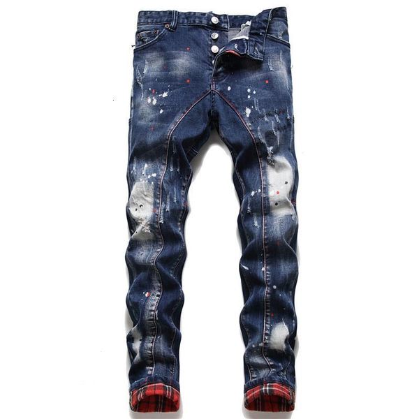 d2 autumn and winter new white men's slim stretch jeans blue paint splashing tight beggars pants 1081 yda hie try
d2 autumn and winter new white men's slim stretch jeans blue paint splashing tight beggars pants 1081 yda hie try