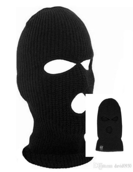 Image of Black Knit 3 Hole Ski Mask BALACLAVA Hat Face Shield Beanie Cap Snow Winter Warm 2018 summer fashion2812366