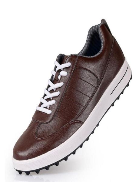 Image of Men Golf Shoes Genuine Leather Breathable Ultra Light Brown Waterproof Sneakers Sport Golf Shoes For Mens3768491