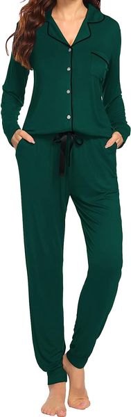 ekouaer pajamas set long sleeve sleepwear womens button down nightwear soft pj loungewear sets with pockets, Red;black
ekouaer pajamas set long sleeve sleepwear womens button down nightwear soft pj loungewear sets with pockets, Red;black