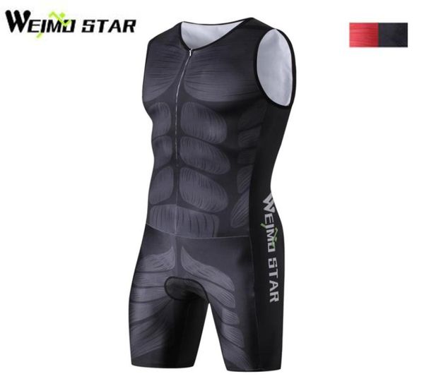 Image of WEIMOSTAR Men One Piece Compressed Ciclismo Cycling Jersey Maillot Breathable Triathlon Clothes Sleeveless Muscle Sportswear1885669