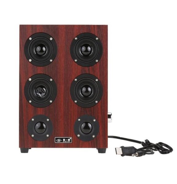 Image of HiFi Subwoofer speaker Wooden Leather 35mm Jack Speaker Music Stereo Sound System for desktopcomputerPC9675361