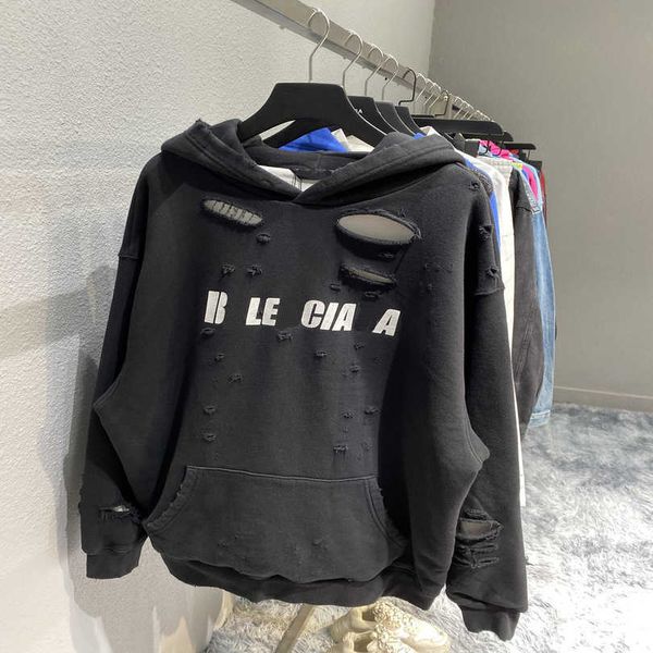 2023 new women's tshirt shirt edition family art broken hole hoodie autumn couple coat, Black
2023 new women's tshirt shirt edition family art broken hole hoodie autumn couple coat, Black