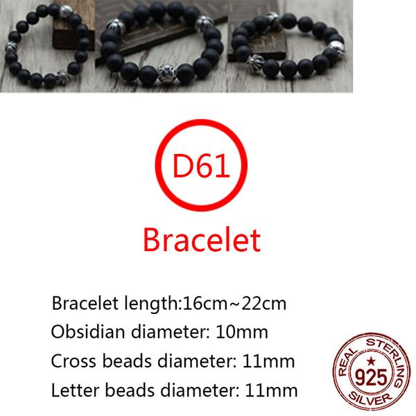 d61 s925 sterling silver bracelet natural obsidian fashion frosted round beads hand string personality retro beads cross flower punk hip-hop, Black
d61 s925 sterling silver bracelet natural obsidian fashion frosted round beads hand string personality retro beads cross flower punk hip-hop, Black